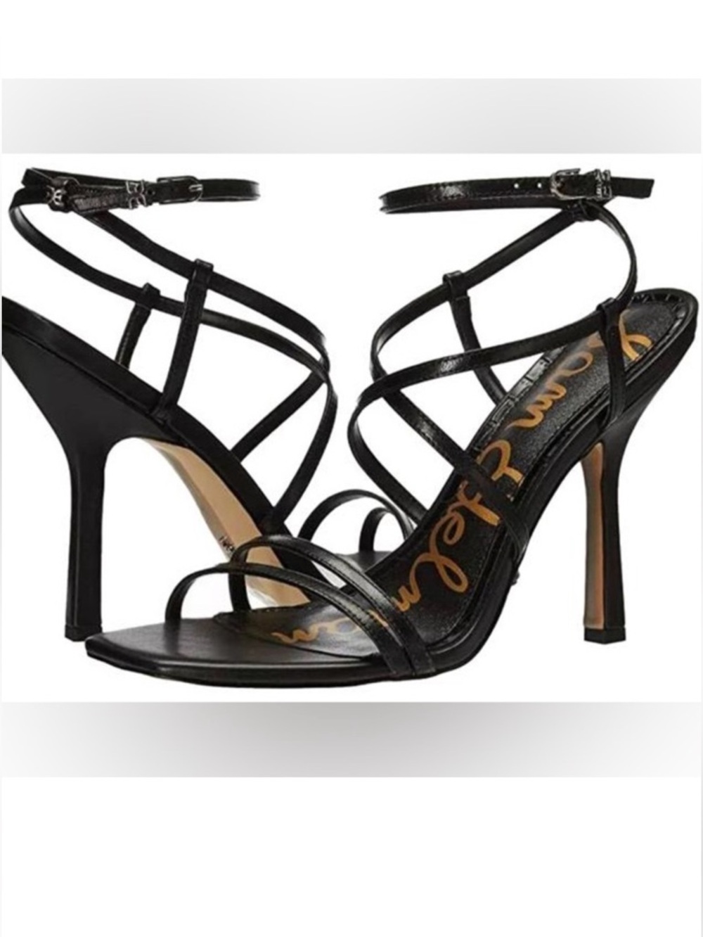 Sam Edelman Leanne Leather Black Strappy Heel 8 1/2